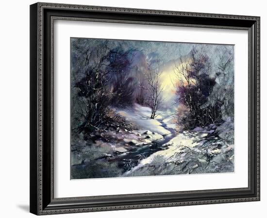 Landscape With Winter Wood Small River-balaikin2009-Framed Art Print