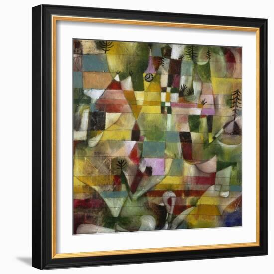 Landscape with Yellow Steeple, 1920-Paul Klee-Framed Giclee Print