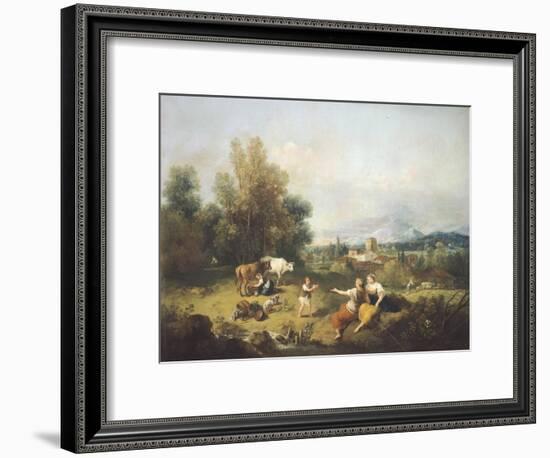 Landscape with Young Shepherdesses-Francesco Zuccarelli-Framed Giclee Print