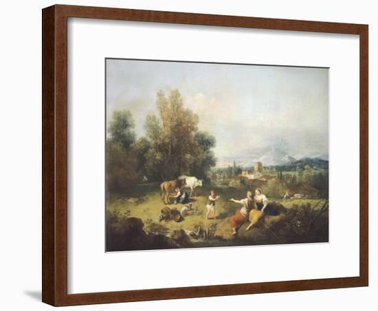 Landscape with Young Shepherdesses-Francesco Zuccarelli-Framed Giclee Print