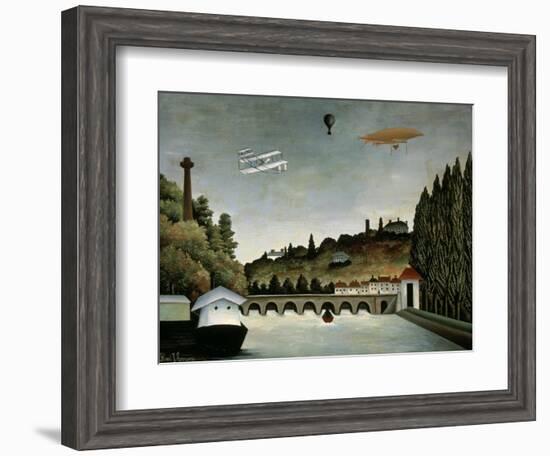 Landscape with Zeppelin, c.1908-Henri Rousseau-Framed Giclee Print