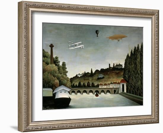 Landscape with Zeppelin, c.1908-Henri Rousseau-Framed Giclee Print