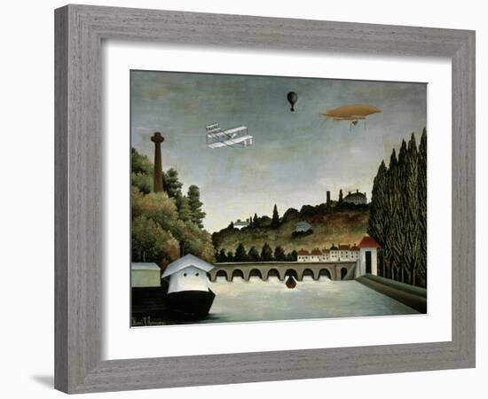 Landscape with Zeppelin, c.1908-Henri Rousseau-Framed Giclee Print