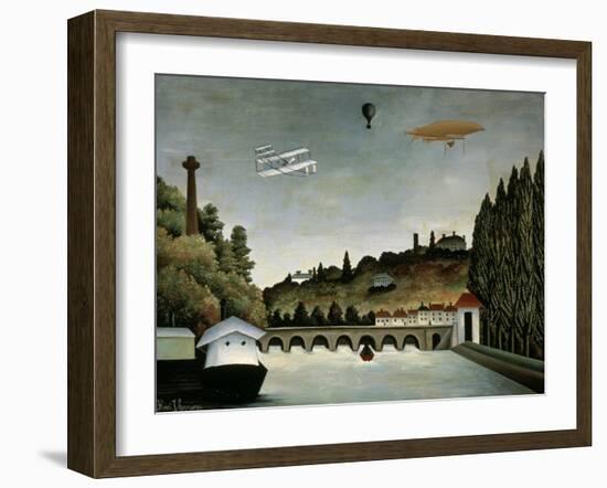 Landscape with Zeppelin, c.1908-Henri Rousseau-Framed Giclee Print