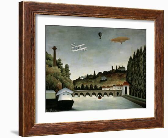 Landscape with Zeppelin, c.1908-Henri Rousseau-Framed Giclee Print