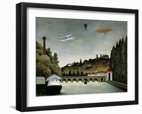 Landscape with Zeppelin, c.1908-Henri Rousseau-Framed Giclee Print