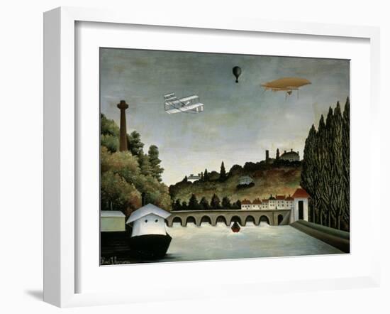 Landscape with Zeppelin, c.1908-Henri Rousseau-Framed Giclee Print