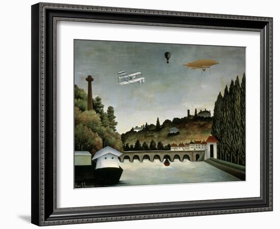 Landscape with Zeppelin, c.1908-Henri Rousseau-Framed Giclee Print