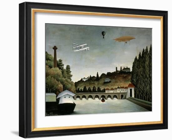 Landscape with Zeppelin, c.1908-Henri Rousseau-Framed Giclee Print