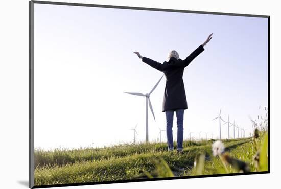 Landscape, Woman, Wind Turbines, Wind Power Station, Wind Park-Axel Schmies-Mounted Photographic Print