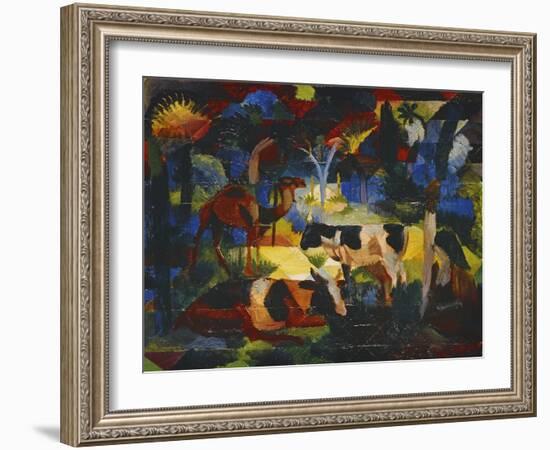 Landschaft Mit Kuehen Und Kamel, 1914-Auguste Macke-Framed Giclee Print