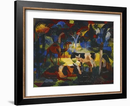 Landschaft Mit Kuehen Und Kamel, 1914-Auguste Macke-Framed Giclee Print