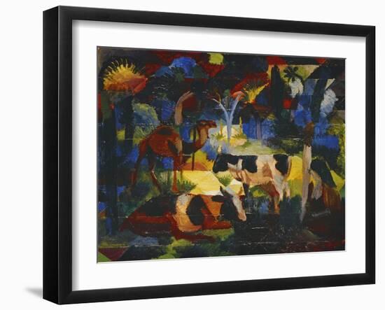 Landschaft Mit Kuehen Und Kamel, 1914-Auguste Macke-Framed Giclee Print