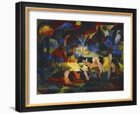 Landschaft Mit Kuehen Und Kamel, 1914-Auguste Macke-Framed Giclee Print