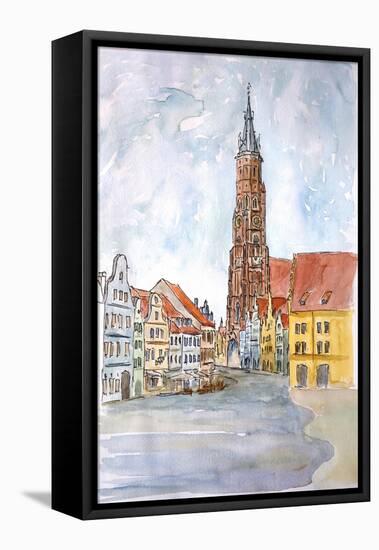 Landshut Old Town with St Martin-Markus Bleichner-Framed Stretched Canvas