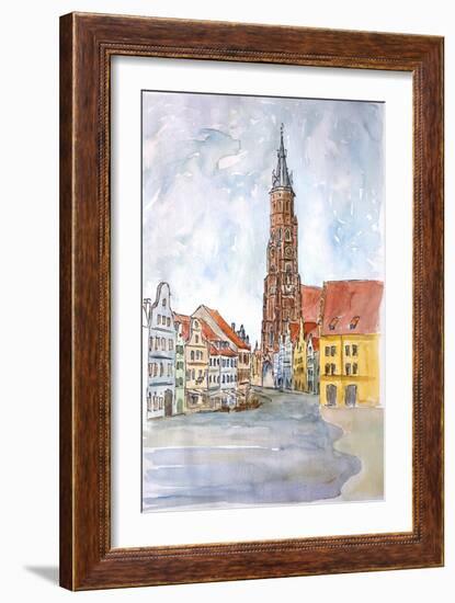 Landshut Old Town with St Martin-Markus Bleichner-Framed Art Print
