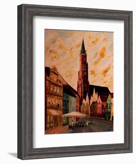 Landshut St Martin Church with Old Town-Markus Bleichner-Framed Art Print