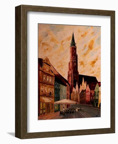 Landshut St Martin Church with Old Town-Markus Bleichner-Framed Art Print