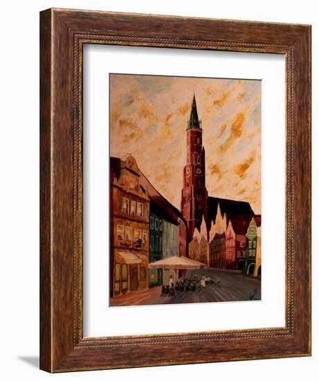 Landshut St Martin Church with Old Town-Markus Bleichner-Framed Art Print