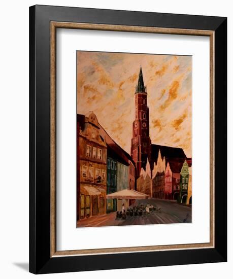 Landshut St Martin Church with Old Town-Markus Bleichner-Framed Art Print