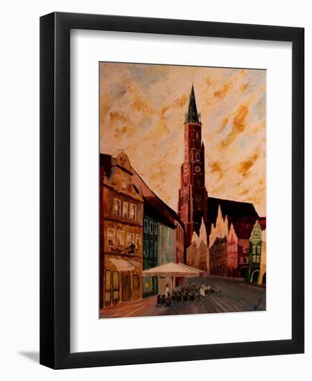 Landshut St Martin Church with Old Town-Markus Bleichner-Framed Art Print