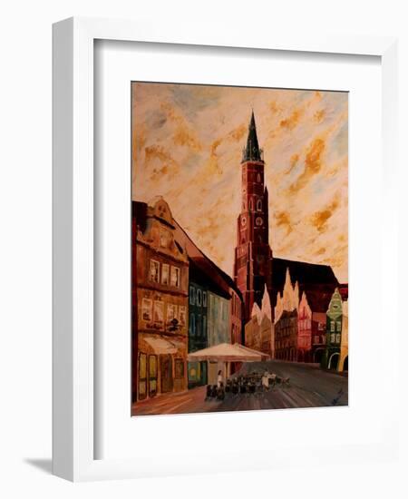 Landshut St Martin Church with Old Town-Markus Bleichner-Framed Art Print