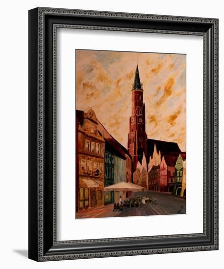 Landshut St Martin Church with Old Town-Markus Bleichner-Framed Art Print