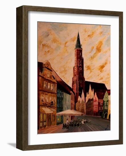 Landshut St Martin Church with Old Town-Markus Bleichner-Framed Art Print