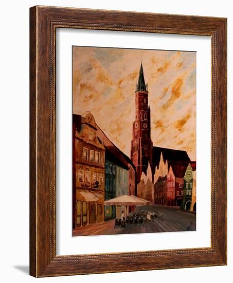 Landshut St Martin Church with Old Town-Markus Bleichner-Framed Art Print