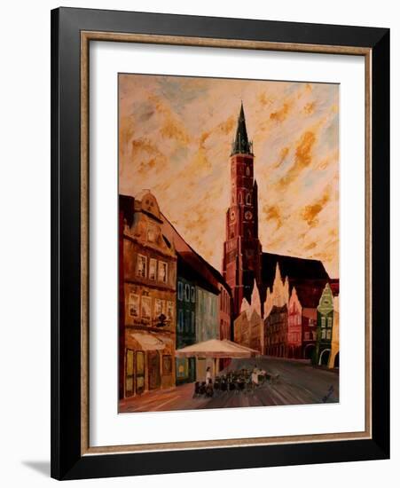 Landshut St Martin Church with Old Town-Markus Bleichner-Framed Art Print