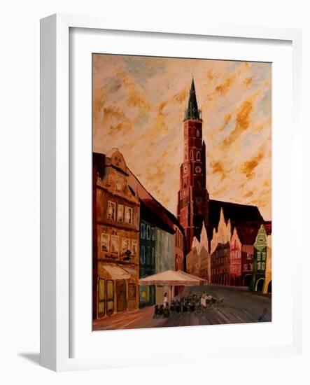 Landshut St Martin Church with Old Town-Markus Bleichner-Framed Art Print