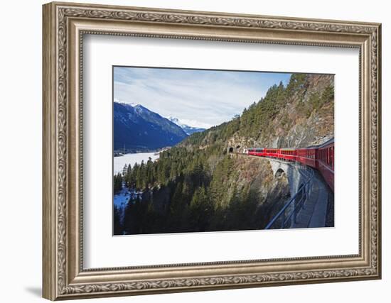 Landwasser Viaduct, Bernina Express Railway Line, UNESCO World Heritage Site-Christian Kober-Framed Photographic Print