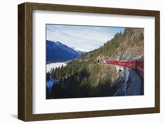 Landwasser Viaduct, Bernina Express Railway Line, UNESCO World Heritage Site-Christian Kober-Framed Photographic Print