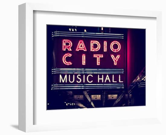 Lanes Entrance to the Radio City Music Hall by Night, Manhattan, Times Square, New York-Philippe Hugonnard-Framed Photographic Print