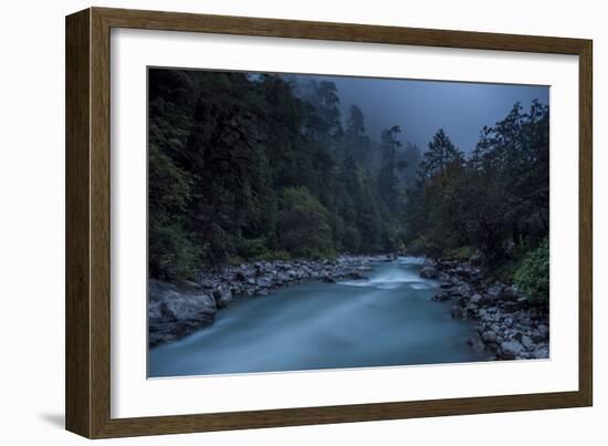 Langtang Khola near village of Riverside on misty evening in Langtang region of Nepal, Himalayas-Alex Treadway-Framed Photographic Print