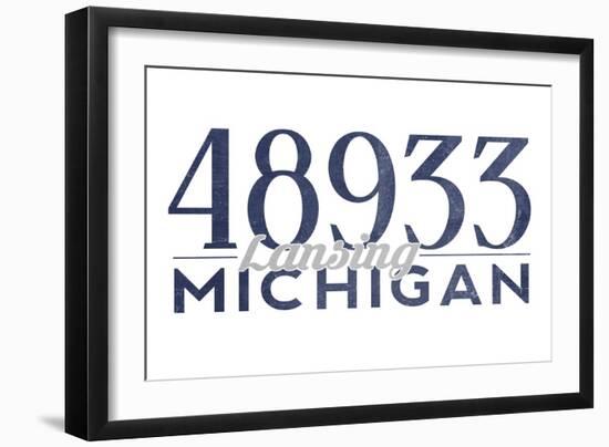 Lansing, Michigan - 48933 Zip Code (Blue)-Lantern Press-Framed Art Print
