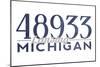 Lansing, Michigan - 48933 Zip Code (Blue)-Lantern Press-Mounted Art Print