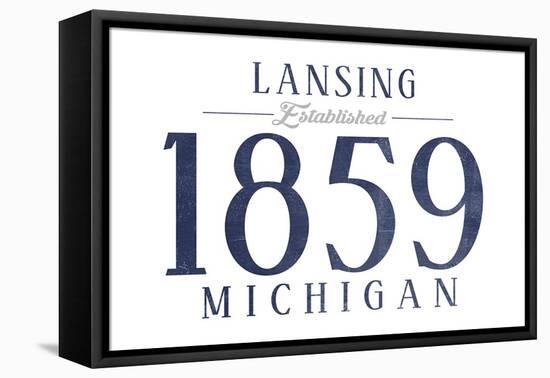 Lansing, Michigan - Established Date (Blue)-Lantern Press-Framed Stretched Canvas