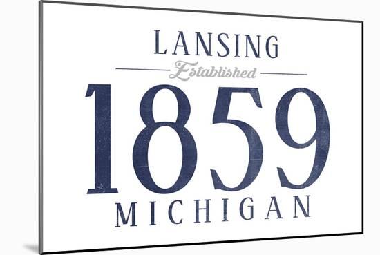 Lansing, Michigan - Established Date (Blue)-Lantern Press-Mounted Art Print