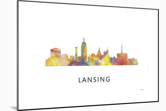 Lansing Michigan Skyline-Marlene Watson-Mounted Giclee Print