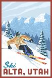 Mammoth - Winter Skiers - Lantern Press Artwork-Lantern Press-Art Print