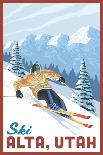 Alta, Utah - Ski Alta - Downhill Skier - Lantern Press Artwork-Lantern Press-Art Print