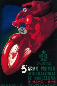 Barcelona, Spain - 5 Gran Premio International Motorcycle Poster