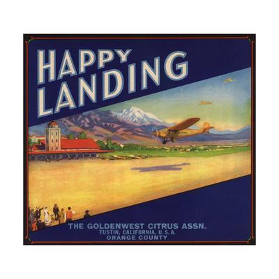 Tustin Happy Landing Airplane Orange Citrus Fruit Crate Label Art Print