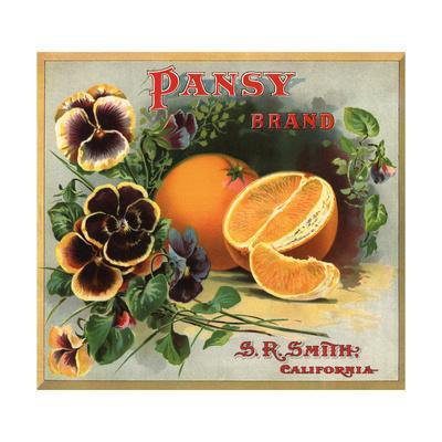 Glendora Los Angeles Pansy Flowers Orange Citrus Fruit Crate Label Art Print