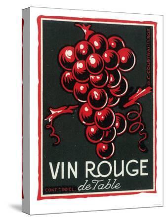 'Vin Rouge De Table Wine Label - Europe' Stretched Canvas Print ...