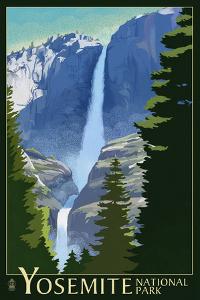 Yosemite Falls - Yosemite National Park, California Lithography by Lantern Press