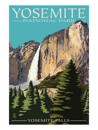 Yosemite's Fire Fall Camp Curry Kerne Erickson Vintage Style Travel Poster Print