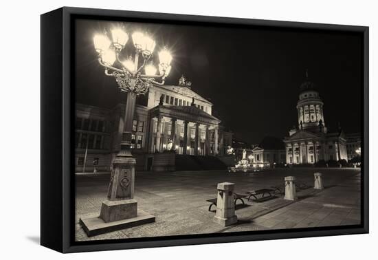 Lantern, '''Schinkellampe''', theatre, 'Schillerbrunnen', French Cathedral, Französischer Dom, 'Gen-Christian Hikade-Framed Premier Image Canvas