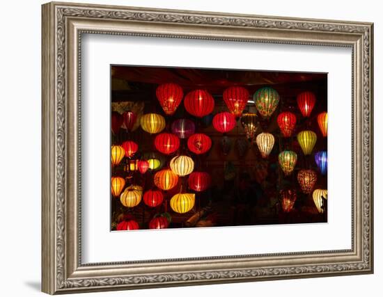 Lantern shop at night, Hoi An, Vietnam-David Wall-Framed Photographic Print